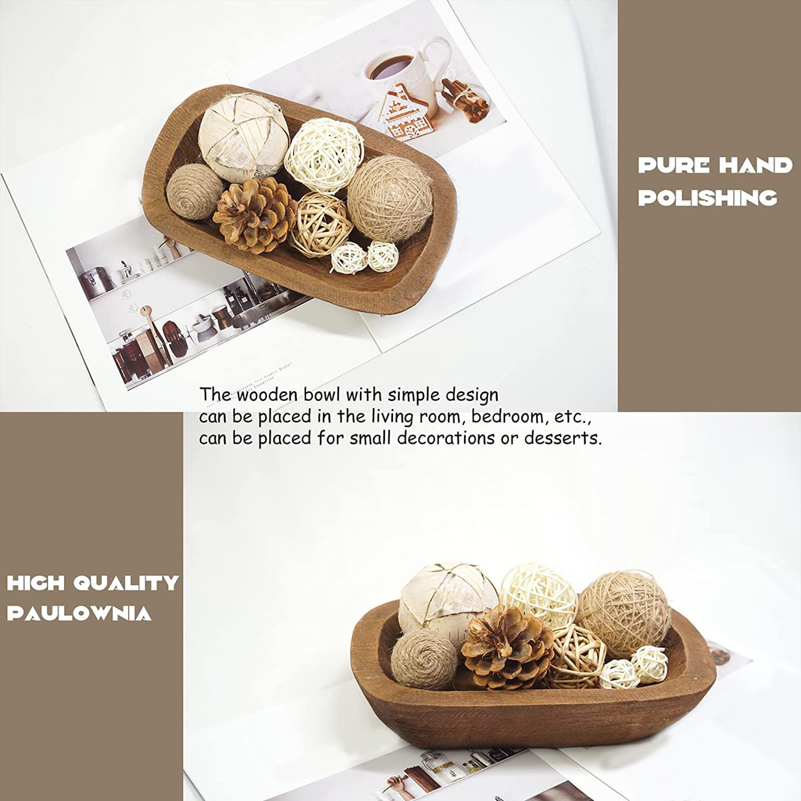 1Pc Solid Wooden Dough Bowl Ca - Candle Making Homewood recension och pris