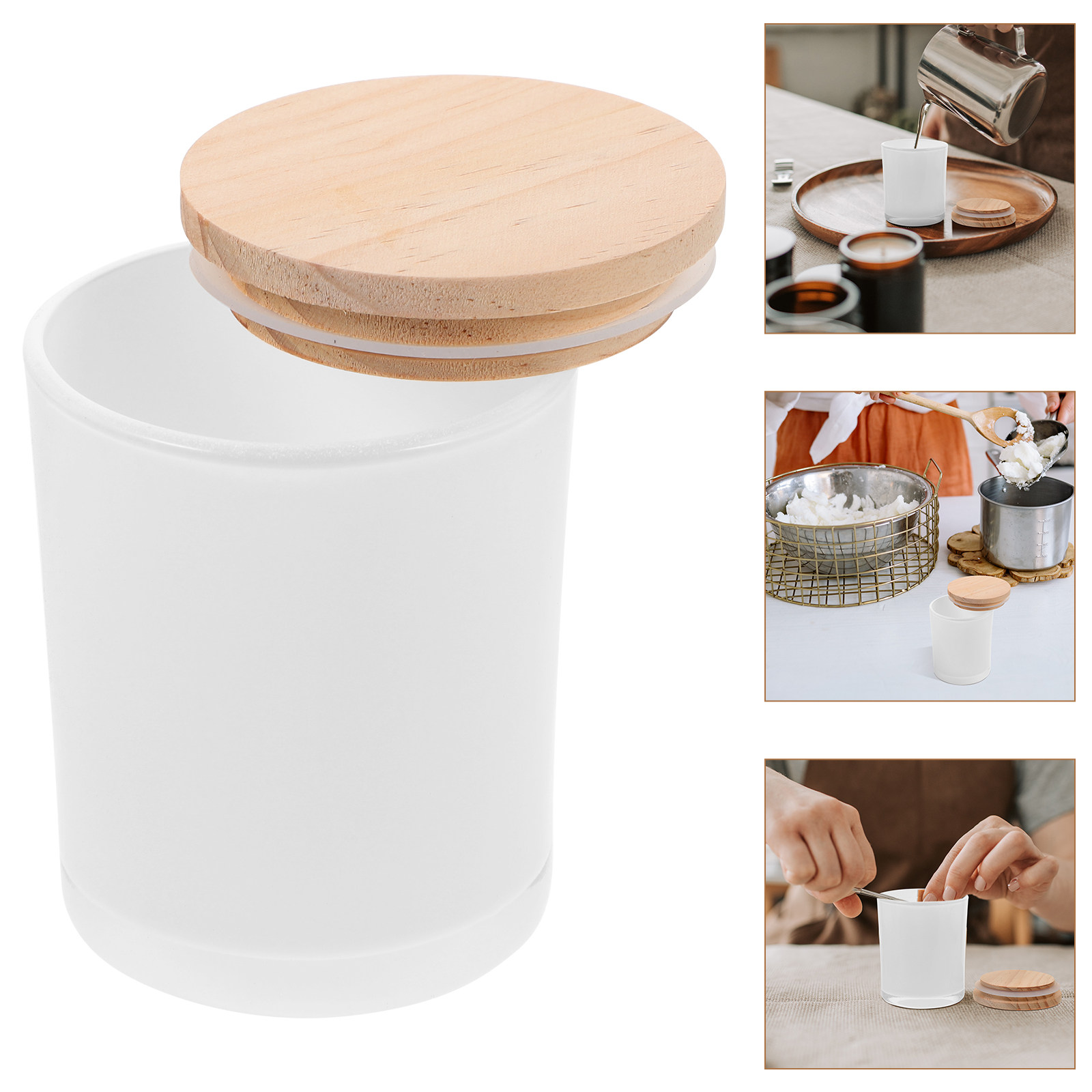 Glass Jar with Wooden Lid for  - Candle Making Homewood recension och pris