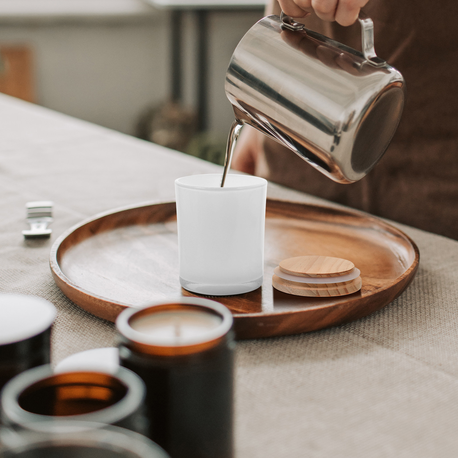 Glass Jar with Wooden Lid for  - Candle Making Homewood recension och pris