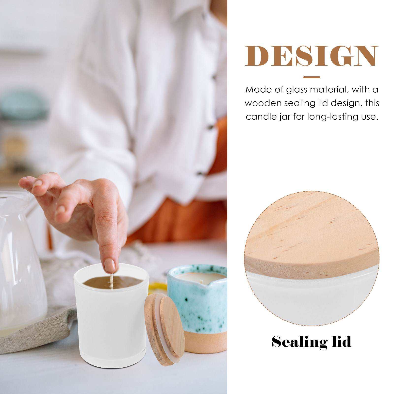 Glass Jar with Wooden Lid for  - Candle Making Homewood recension och pris
