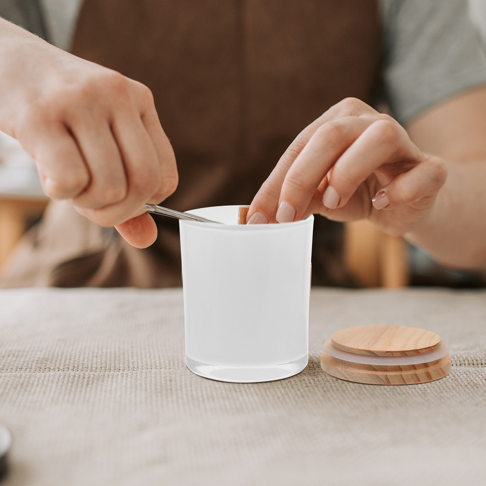 Glass Jar with Wooden Lid for  - Candle Making Homewood recension och pris