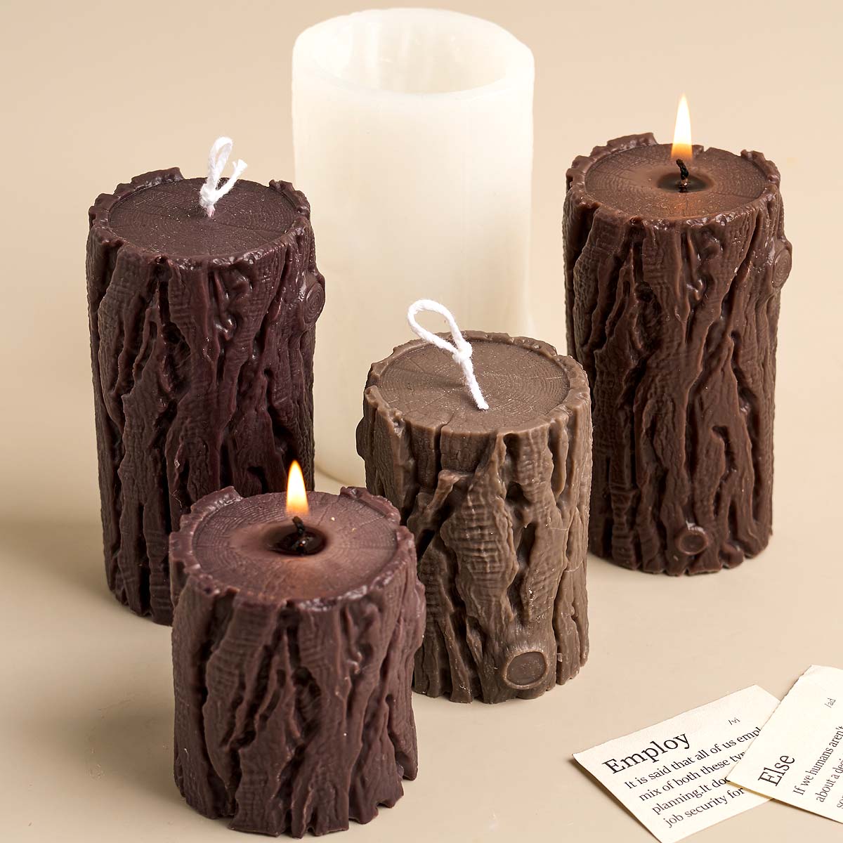 Wood Grain Cylindrical Silicon - Candle Making Homewood recension och pris