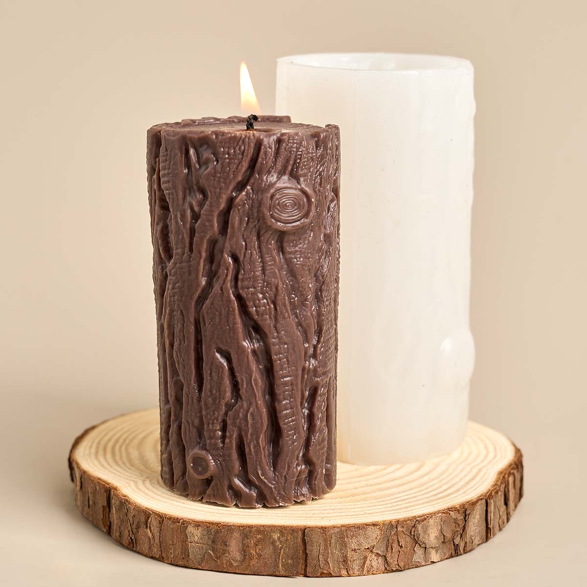 Wood Grain Cylindrical Silicon - Candle Making Homewood recension och pris