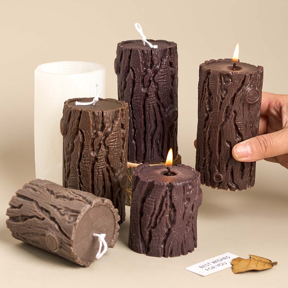 Wood Grain Cylindrical Silicon - Candle Making Homewood recension och pris